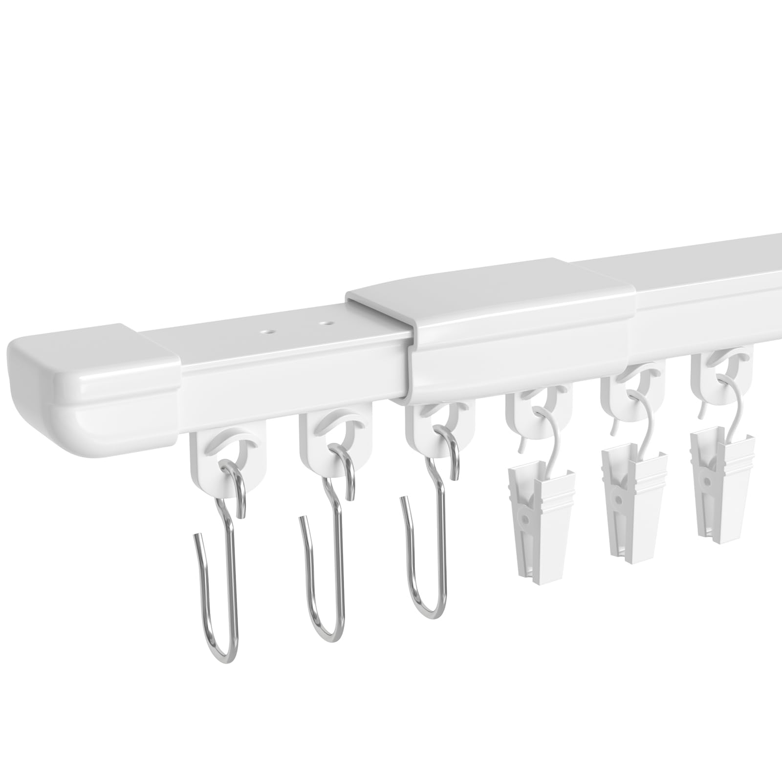 PeSenp Ceiling Curtain Track 86-276 cm / 9 ft, Extendable Ceiling & Wall Mounted Curtain Rail, White Aluminium Curtain Rails and Fittings for Room Divider, Bedroom, Living Room