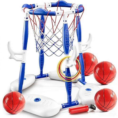 Panier de basket de piscine stable qui ne se renverse pas avec kit complet de ballons et pompe