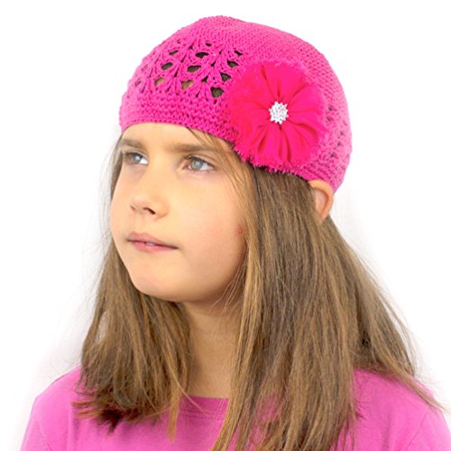 My Lello Little Girl's Crochet Beanie Hat with Shabby Ballerina Flower2