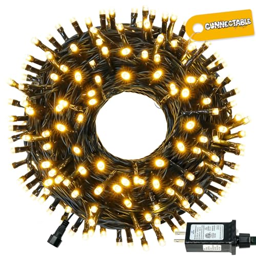 Connectable 100LED 42Ft 13Modes Christmas String Lights Outdoor Indoor | Extendable Green Wire Warm...