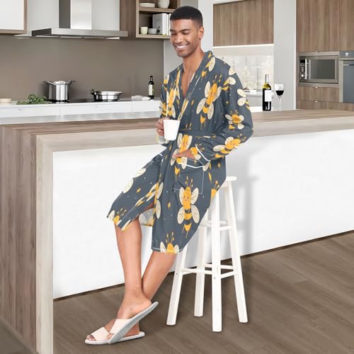 SUABO Men's Robe Lightweight Bathrobe Spa Bathrobe Honey Bee4