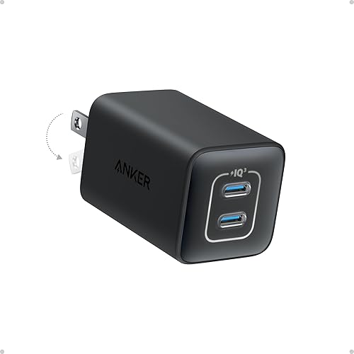 Anker Nano Cargador USB C de 47W, Cargador GaN Compacto Plegable de 2 Puertos para iPhone 17/16, Galaxy, Pixel, Compatible con MagSafe (Negro)