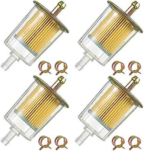 HayEastdor 4PCS 5/16" Universal Fuel Filters with 8PCS 14mm Hose Clamps Gas Inline Fuel Filter Replacement for Motorcycles, Cars, Trucks HE007