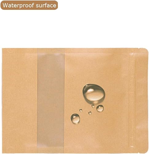 Miniatura 3 de Bolsas resellables, bolsas de papel marrón con ventana, 50 bolsas de café con cierre de cremallera de 5.5 x 7.8 pulgadas, bolsas de embalaje de