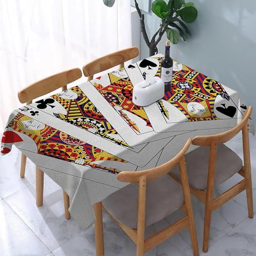 Tizhweqo Mantel Mesa Cuadrada Naipes, Manteles Antimanchas Naipes, 3D Impresión Mantel Impermeable Lavable para Cocina Salón Comedor, 140x140 cm Q.P3264