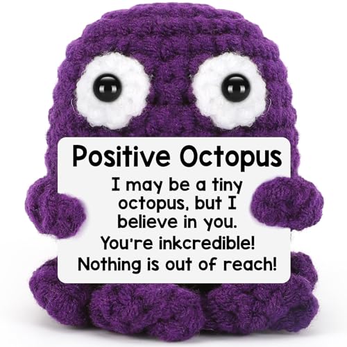 Calkkrer Gehäkelte Positive Qualle Kuscheltiere, Glücksbringer und Taschenumarmung, Emotionale Unterstützung Geschenk, Entspannungs- und Aufmunterungs Geschenk