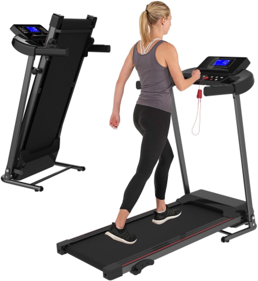 Folding Treadmill, 2.5HP Walking Running Electric Treadmill, 0.5-7.5 Mph Speed, 250 Lbs Capacity, LCD Display, 3-Level Adjustable Tilt Angle, Exercise Machine Black As Shown One Size
