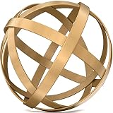 Metal Decorative Sphere for Home Decor - Distressed Gold, Hand Painted, Modern Decorative Balls for