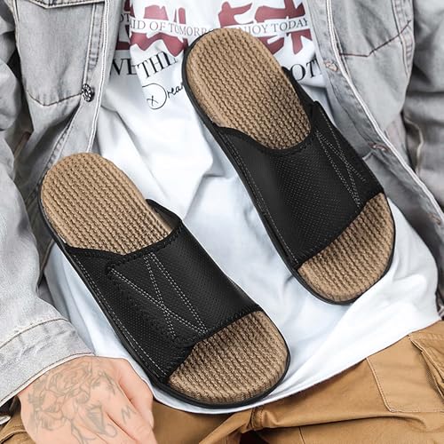 Men's Slide Sandals Summer Anti-Slip Breathable Beach Flip-Flops Comfortable Thick Sole Home Open-Toe Shower Clogs Large Size 6-144