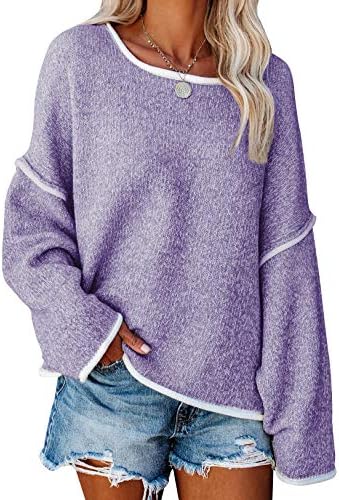SALENT Women's Casual Oversized Sweaters Loose Soft Chunky Knit Long Batwing Sleeve Pullover Sweater Outfit Sweatshirts Tops