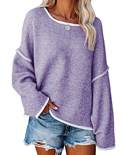 Image of SALENT Women's Casual Oversized Sweaters Loose Soft Chunky Knit Long Batwing Sleeve Pullover Sweater Outfit Sweatshirts Tops
