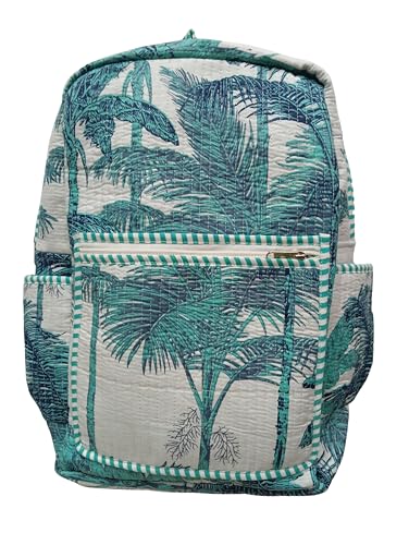 Image of Doraya Cotton Quilted Unisex Backpack Hand Block Floral Printed Design Stylish Eco-Friendly Bag for School, Travel, and Everyday Adventures