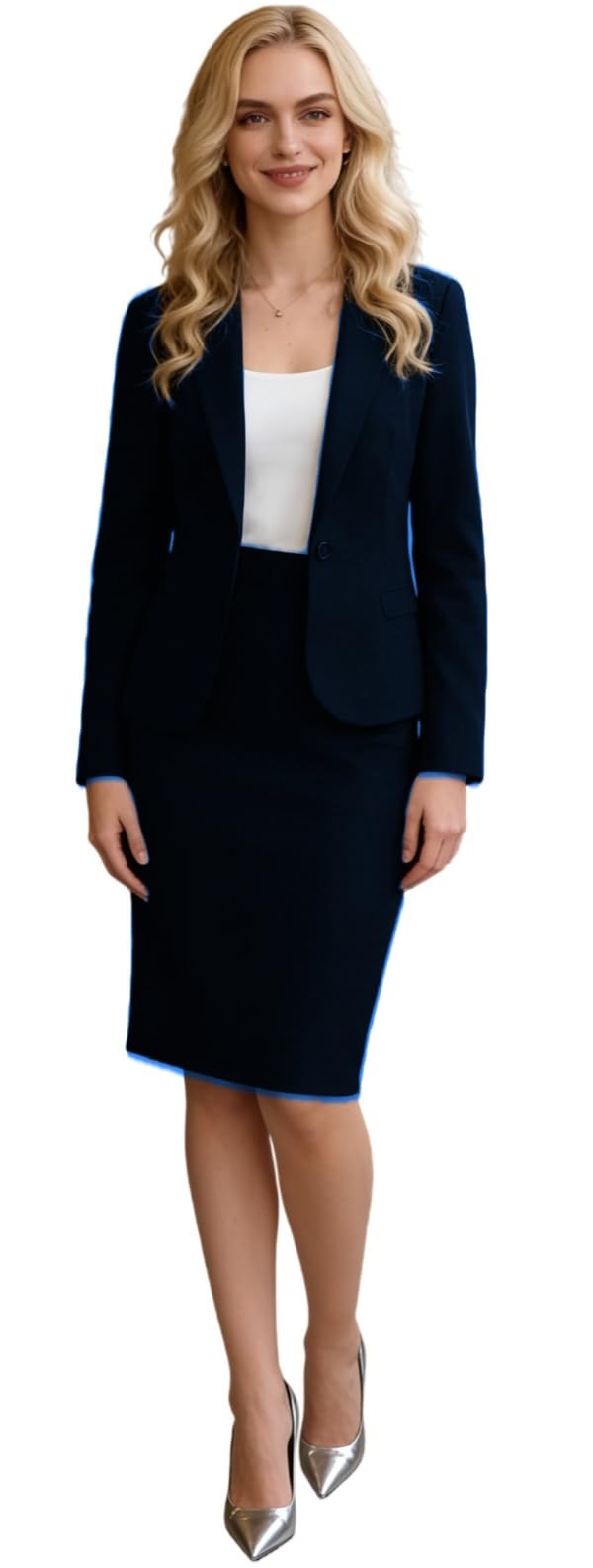 Ensemble jupe d'affaires pour femme, coupe ajustée, blazer et jupe crayon, tenue de bureau