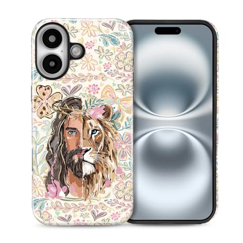 Coque iPhone 16 antichoc durable avec protection hybride à 2 couches agneau Jésus
