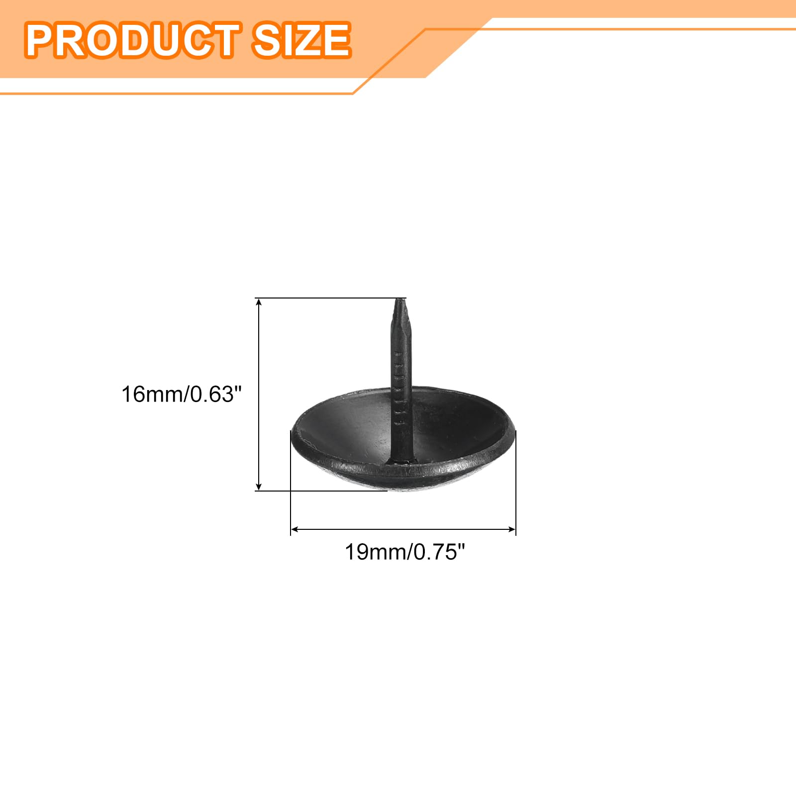 uxcell Upholstery Tacks Nail Pins Furniture, 50Pcs 19x16mm Thumb Tack Pins Assortment Kit Carbon Steel for Home Sofa DIY Decorative Nail Heads Nails, Black