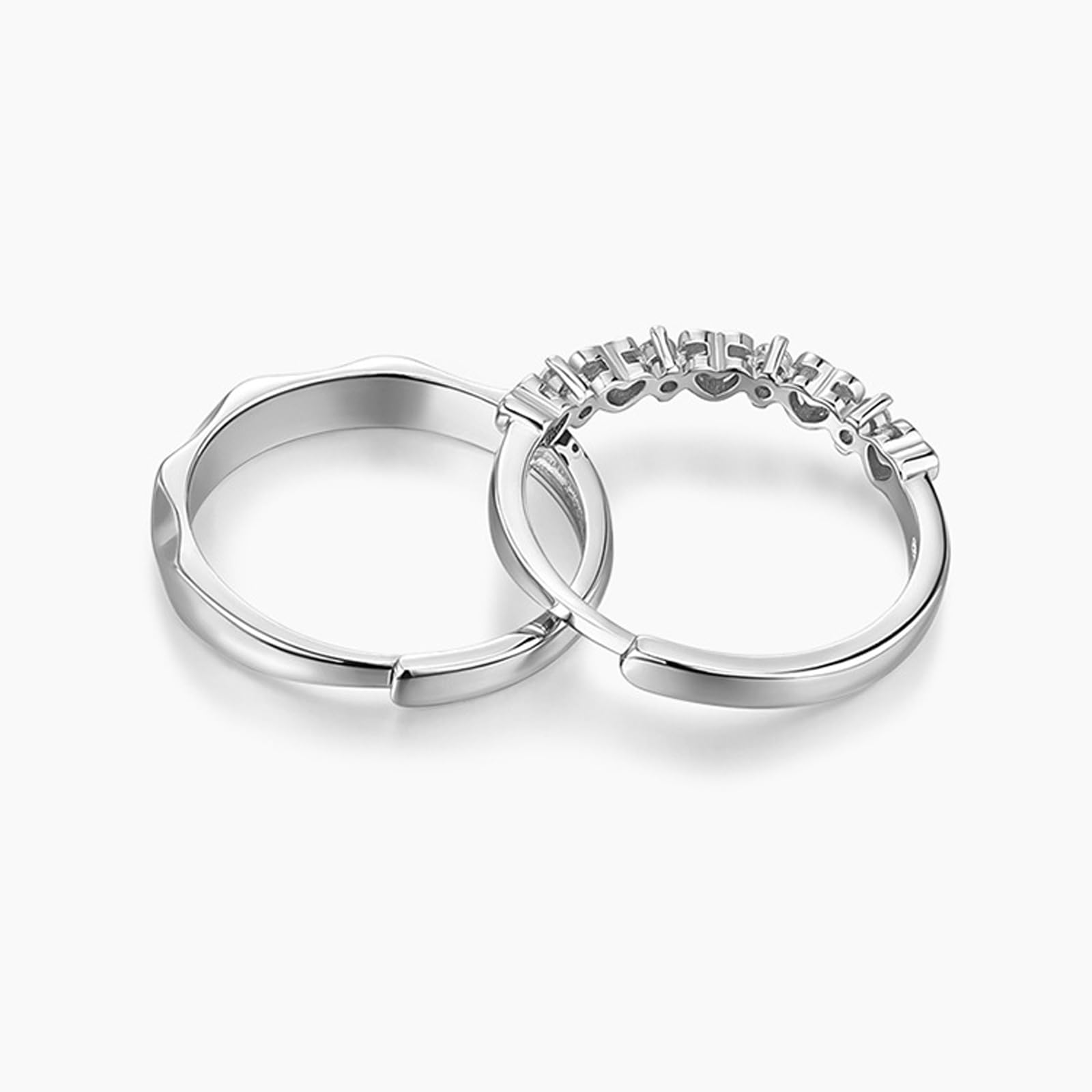Anillos de boda de plata de ley 925 a juego para parejas ajustables para el día de San Valentín