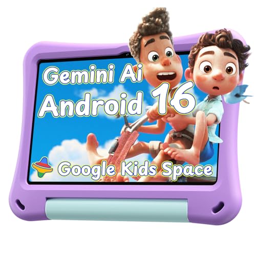 Image of Kids Tablet 10 inch, Android 16 Tablet for Kids, 20GB RAM, 32GB ROM, 1TB Expandable Storage, Parental Controls, 6000mAh Battery, Dual Camera, Wi-Fi 6, BT 5.4, EVA Case (Purple)