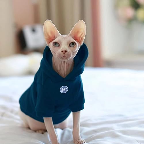 Miniatura 4 de Sphynx - Ropa gruesa y cálida con capucha suave para gato, ropa de gato sin pelo, chaleco para Devon, Cornish, Peter Bald, gatito pequeño (XXL)