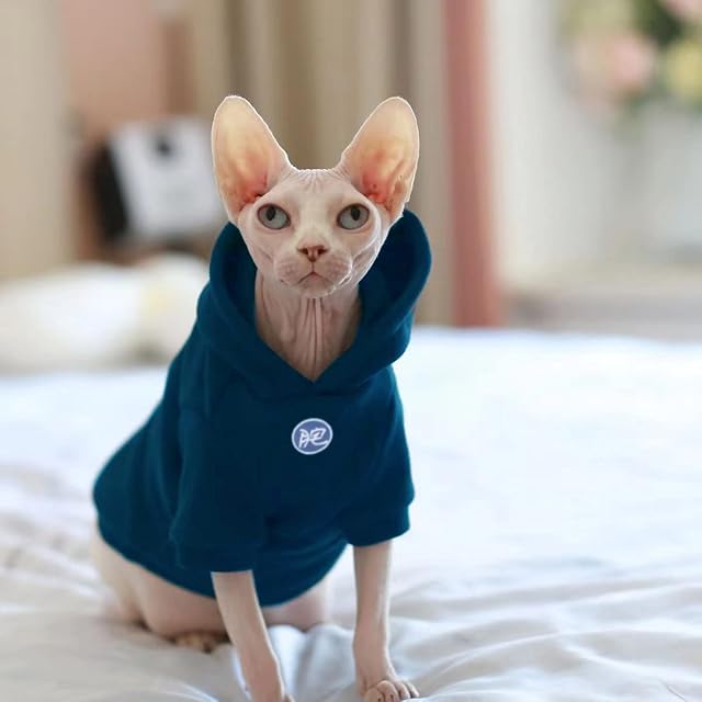 Foto 5 de 8 de Sphynx - Ropa para gatos - Sudadera gruesa y cálida con capucha y chaleco para gatitos sin pelo, Devon…