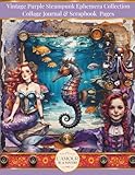  Vintage Purple Steampunk Ephemera Collection: Collage Journal & Scrapbook Pages