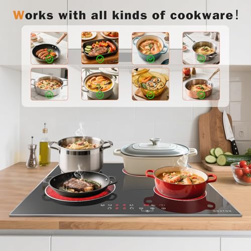 Image of Noxton 24 Inch Electric Cooktop with Glass Protecting the Metal Frame