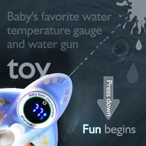 Image of Baby Bathtub Thermometer with LED Display Screen+Blue Airplane toy-2-in-1 | Color Coded Alarm (Cold /Comfortable /hot) Bath Temperature Monitor, Adorable Floating Toys for Infants, Essential for Babies