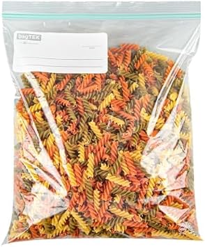 Restaurantware-Bag Tek 2 Gallon Storage Zip Bags, 25 Disposable Zipper Pouch Bags - Double Zipper, Greaseproof, Clear Plastic Zip Bag, With Write-On-Label, For Food Organization And Storage