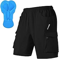 VAYAGERSPORTS Men's 3D Padded MTB Bike Shorts - Loose Fit Lightweight Cycling Shorts with 6 Pockets & Reflective Strips