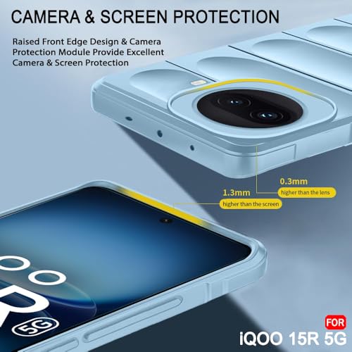 Image of TheGiftKart Liquid Silicon Back Cover Case for iQOO 15R 5G | Shockproof Military Grade Protection | Micro-Fibre Cloth On Inner Side | Built-in Anti-Slip Grip iQOO 15R Back Cover (TPU, Blue Silver)