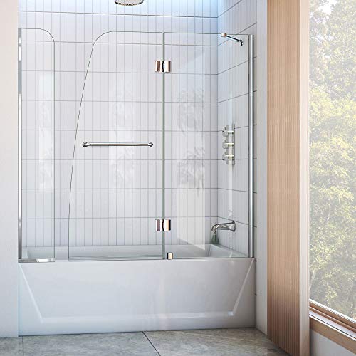 Dreamline Aqua 56-60 In. W X 58 In. H Frameless Hinged Tub Door With Extender Panel In Chrome, Shdr-3148586-Ex-01 #TOP14