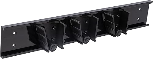 Restaurantware Soporte para trapeador de 17.7 pulgadas, plástico negro, 3 ranuras personalizables, tornillos incluidos