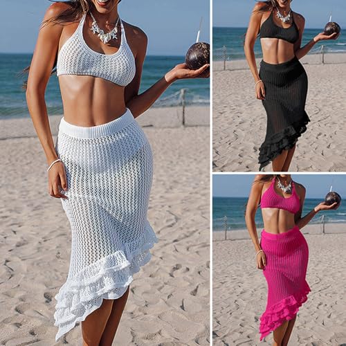 Maillot de bain haut court sans manches jupe à volants respirant - 2