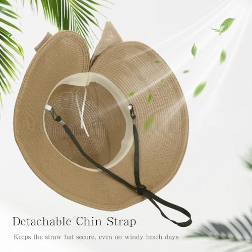 Sombrero de playa para niñas verano paja plegable miniatura 4