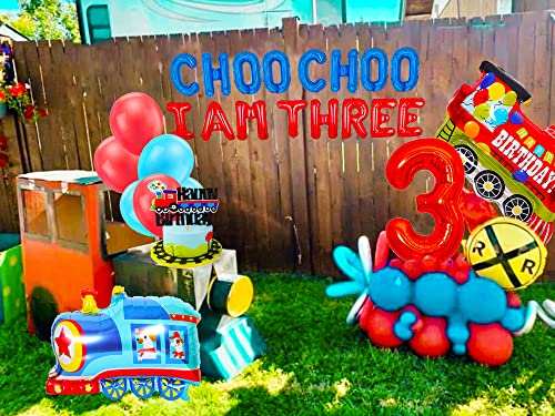 Choo Choo I Am Three Decoration Choo Choo I Am Three Backdrop Train 3Rd Birthday Decoration Train Birthday Party Supplies Train Birthday Decoration For 3 Year Old #TOP5