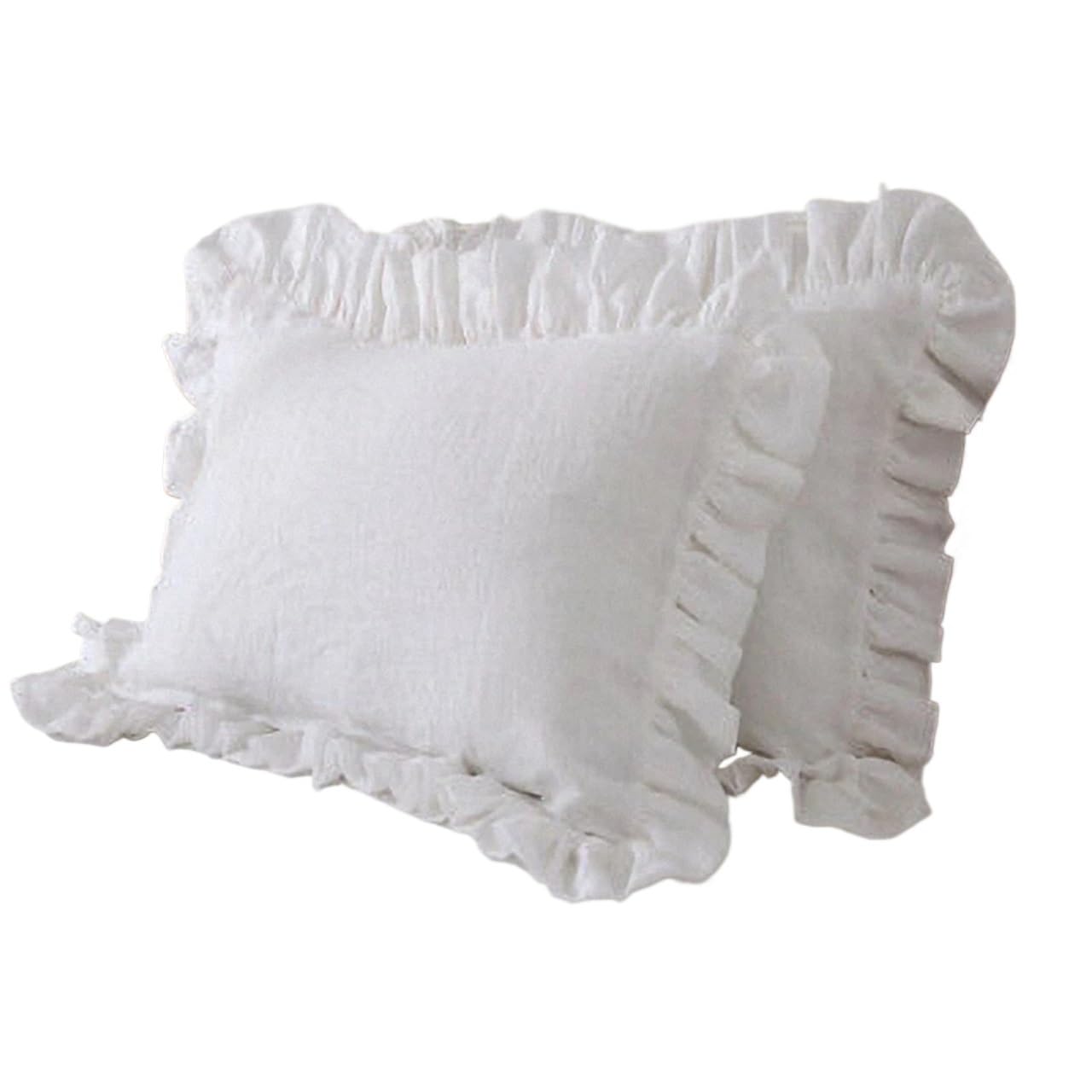 Taie d'oreiller en coton blanc lit romantique lot de 2