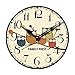 Produktbild ROSENICE Wanduhr aus Holz im Vintage-Stil, nicht tickend, geräuschlos, mit Tieren, Eulen-Cartoon-Stil