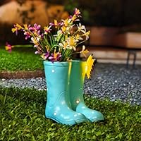 Brilliant Prospect Garden Boots Planter Set with Butterfly Decoration, Outdoor Resin Flower Pot for Patio and Porch, Whimsical Waterproof Gardening Decor, Cute Gardening Gift for Women and Men (Blue)
