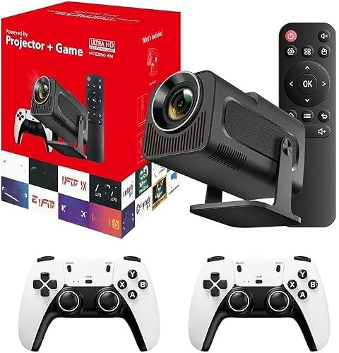 HCS350 Pro Android 11 Gaming Projector 64GB TF Card Wireless Gaming Controller Dual WIFI1920*1080P Home Theater Portable Projector (Hcs350 Pro Black)