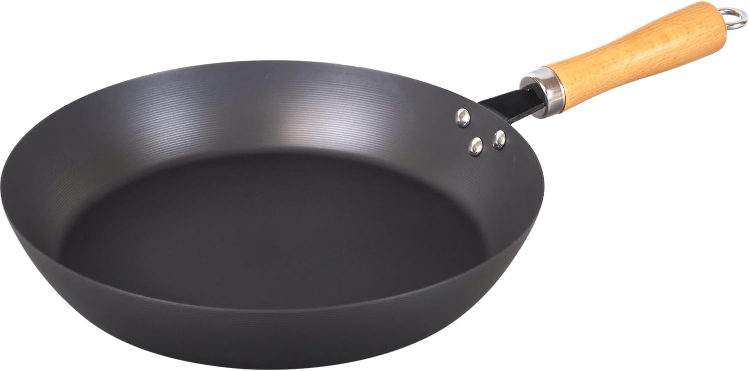 Wahei Freiz RB-3282 Nagayoshi Nagayoshi Nagayoshi Nitrided Iron Frying Pan, Deep Type, 11.0 inches (28 cm), No Need for Empty Frying, Ready to Use, Induction Compatible, Made in Japan