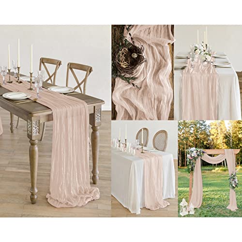 10 Pack 10Ft Beige Cheesecloth Table Runner Gauze Semi-Sheer 29''X120'' Table Runner Rustic Cheesecloth Table Cloth For Romantic Wedding Birthday Party Bridal Shower Dinner Boho Table Decor #TOP5
