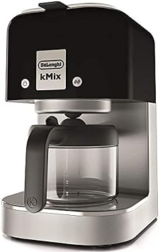 DeLonghi kMix Drip Coffee Maker COX750J-BK, Rich Black, Regular Coffee for 6 Cups, Stainless Steel Filter, Aroma Switch, Shower Drip Function, Family Registration for
