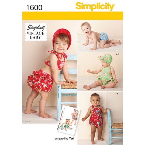 Simplicity Vintage Simplicity 1600 Vintage Baby Romper Sewing Patterns, Sizes XXS-L