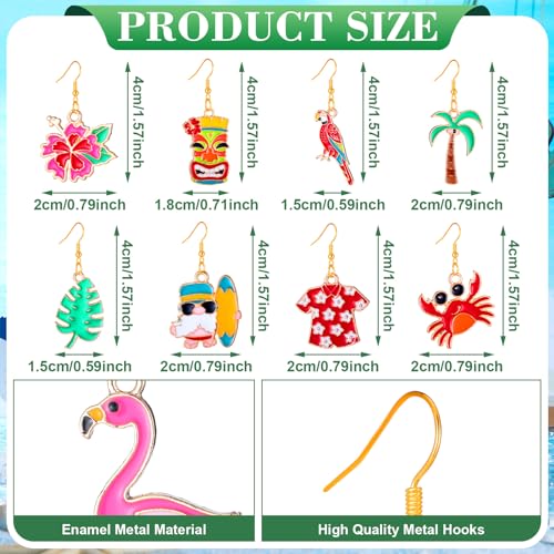 36 Pair Summer Earrings for Women Tropical Earrings Hawaiian Earrings for Palm Tree Drop Earrings Studs for Luau Party(Novel)2