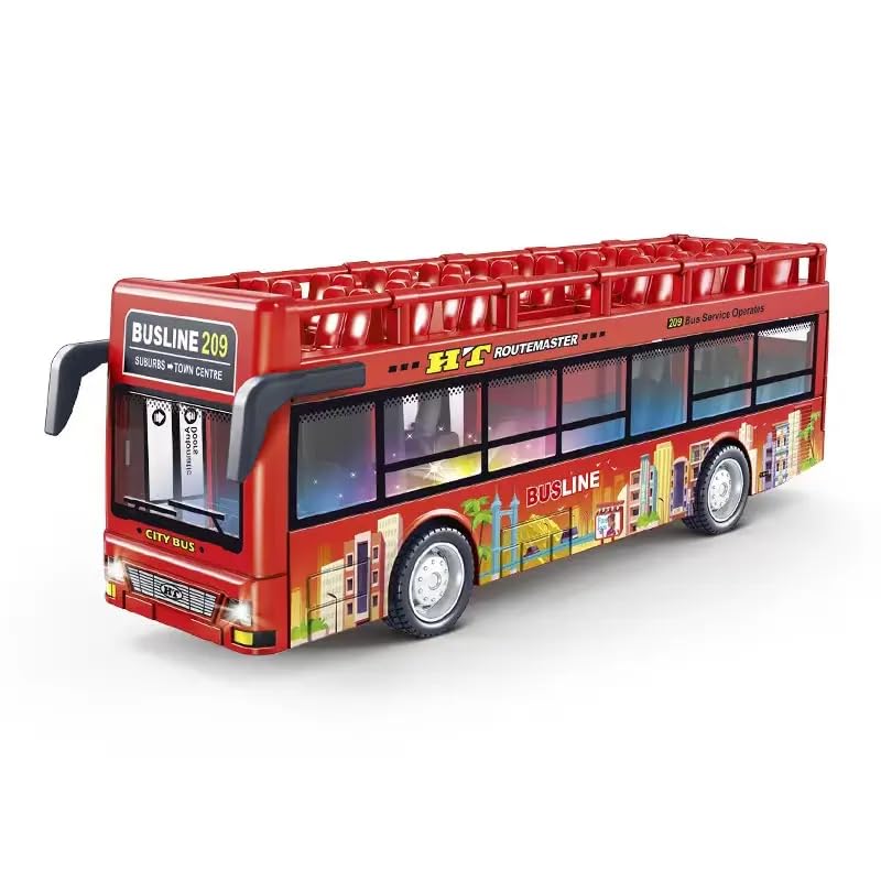Image of DEOXY Bus Toys for Kids Plastic Bus Alloy London Bus Light & Music Bus Toys for Boy Kids (7736 red)