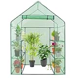 HomGarden Mini Walk-in Greenhouse 3 Tiers 6 Shelves PE Fabric Cover w/Roll-up Zipper Door for Flower and Plant