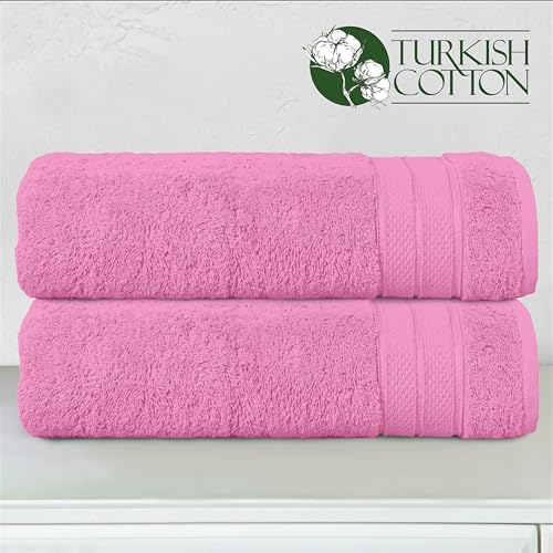 Image of Elegant Comfort Three Line Popcorn Towel Set for Bathroom 27 x 54 inches, Premium Hotel Quality 2-Pack Bath Towels, 100% Turkish Cotton, Soft and Durable, Quick Dry and Highly Absorbent, Light Pink