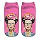 Inf-way 3D Print Casual Socks, Unisex Ankle Socks for Gift(Frida Kahlo 8 Pairs)