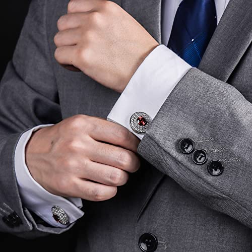 Image of HAWSON Cufflinks for Men, Gold Diamond Crystal Cufflinks for Groom Husband Personalized Gifts, Mens Formal Wedding Business Cufflinks, Luxurious Gorgeous Cuff Links French Shirt Accessories