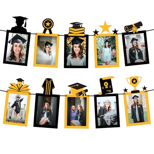 Image of Graduation Decorations 2026 | Gold and Black Graduation Photo Banner - 5x7, 10 Feet | Grad Banner for 2026 | Graduation Decorations Class of 2026 | Grad Party Decorations | KatchOn