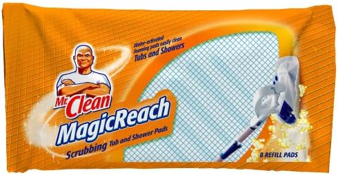 Authentic Mr. Clean Magic Reach Scrubbing Tub & Shower Pads ,One package of 8 refill pads.ORIGINAL RESEALABLE PLASTIC PACKAGING.
